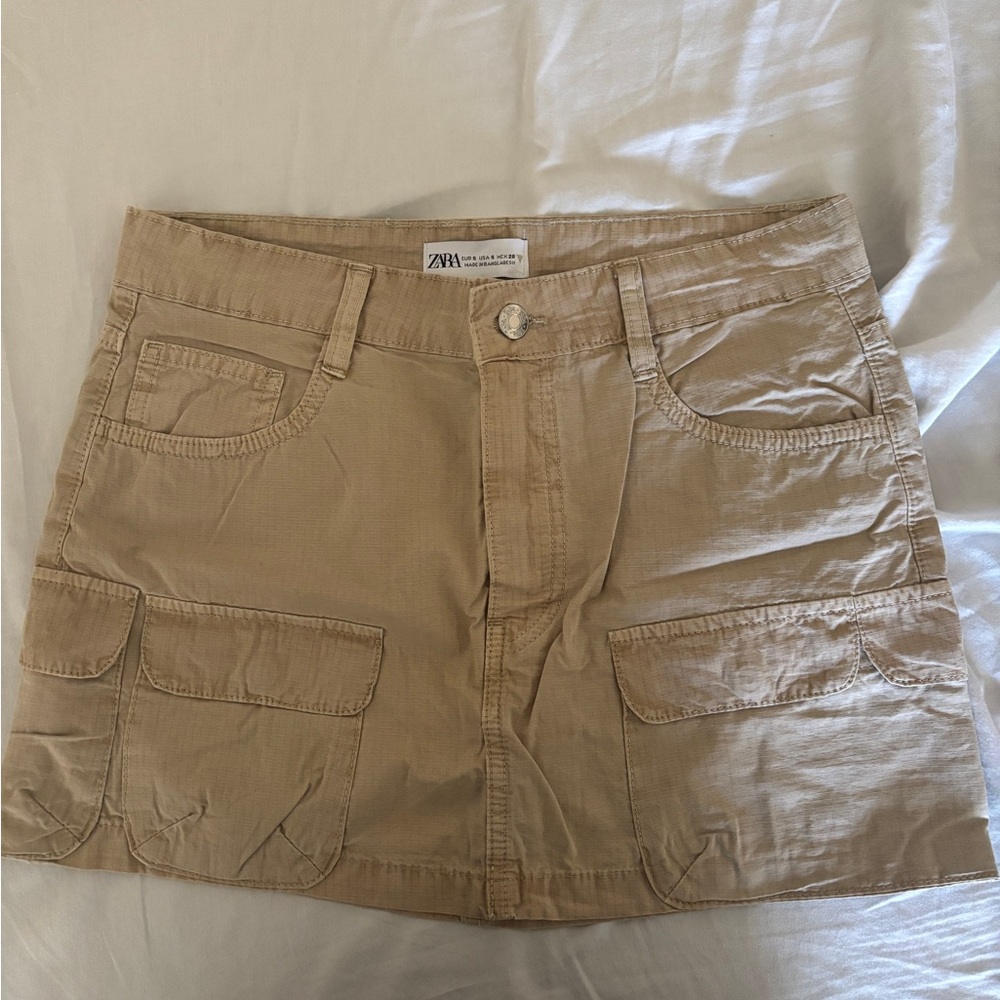 Zara Beige Textured Mini Skirt